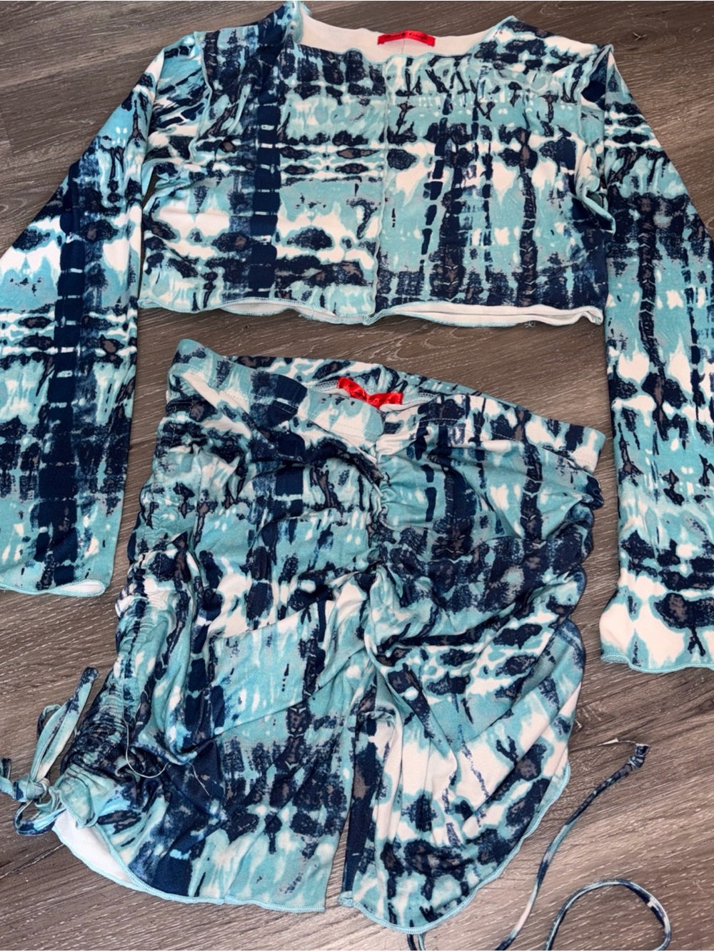Spense Aqua & Navy Tie-Dye Two-Piece Set